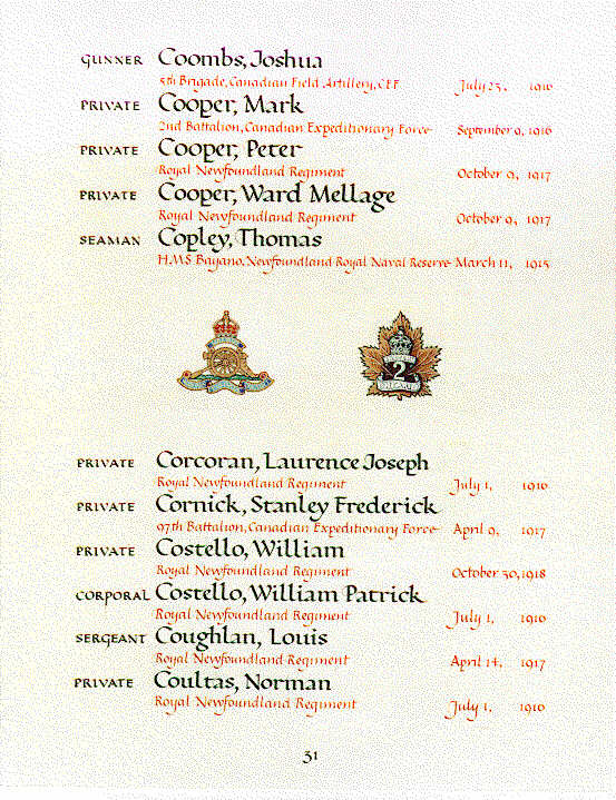 Book of Remembrance Coombs