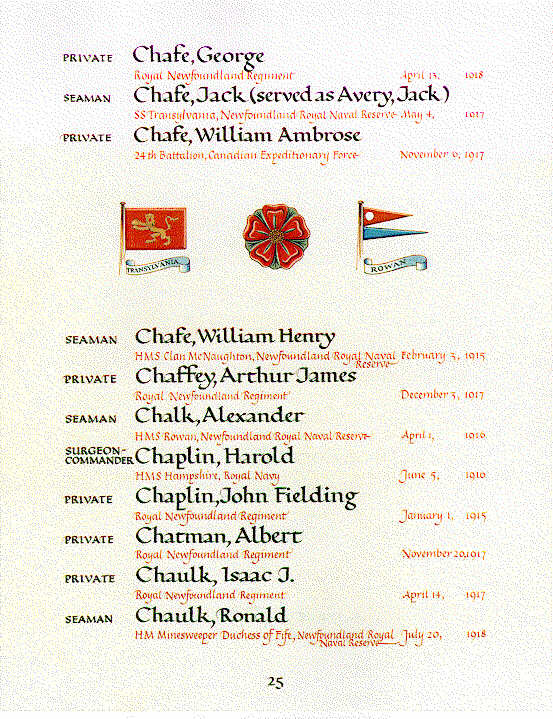 Chafe, William Ambrose Book of Remembrance Ottawa