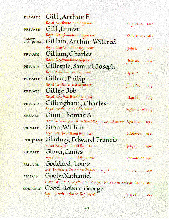 Gill, Ernest Book of Remembrance Ottawa