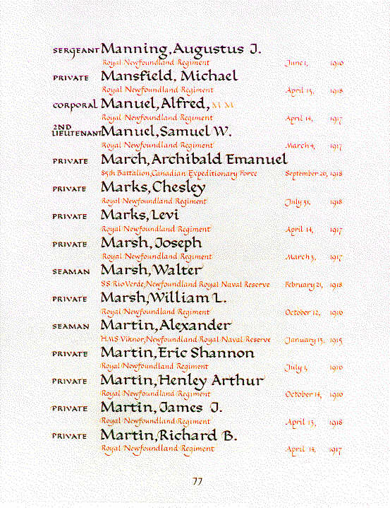 Martin, Henley Arthur Book of Remembrance Ottawa