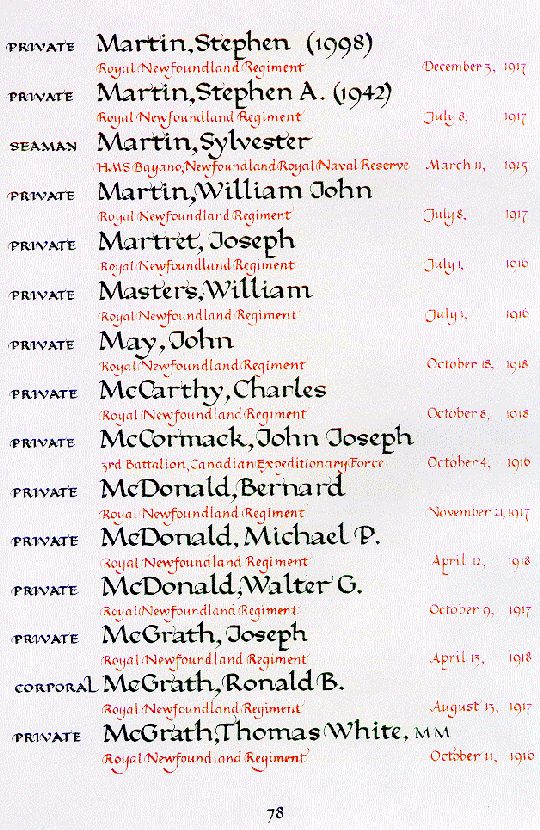 Martin, Stephen Book of Remembrance Ottawa