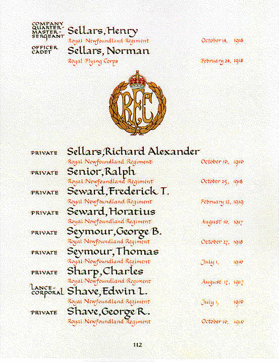 Sellars, Henry Book of Remembrance Ottawa